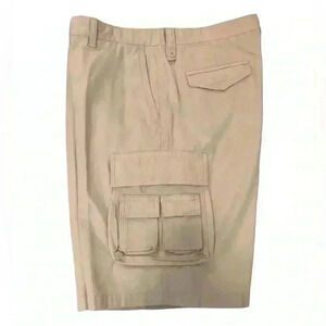 Izod Mens 38 Cargo Beige Outdoor Hiking Bermuda Shorts Cotton